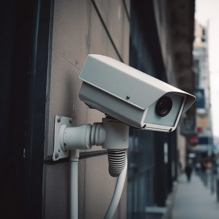 camara de seguridad blanca en la calle